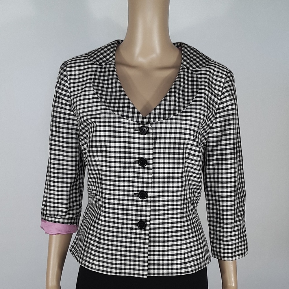 Maggy London | Silk Jacket Gingham Blazer